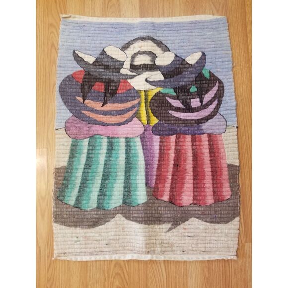 Vintage Alpaca Wool Hand Woven Folk Art Tapestry